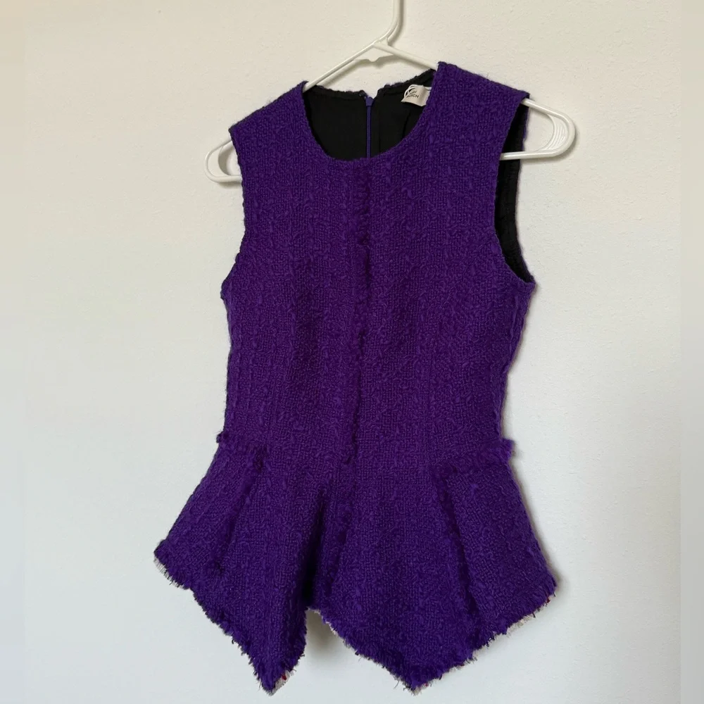 Worn once TORY BURCH Basketweave Tweed Top In Majestic Purple $998 2
